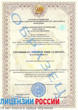 Образец сертификата соответствия аудитора №ST.RU.EXP.00006191-3 Адлер Сертификат ISO 50001